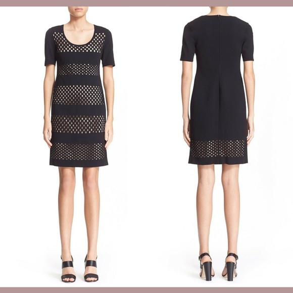 NWT Fendi Abito‎ Lace Effect Short Sleeve Sheath Dress Black/Nude [SZ 42 ] - Picture 1 of 8